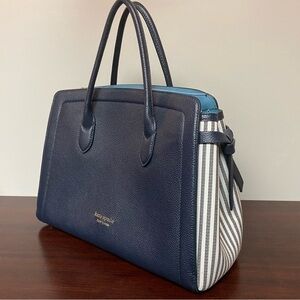 Kate Spade Navy Blue and Striped Handbag